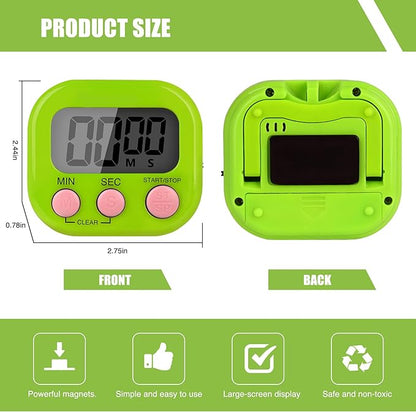 6 Pack Multi-Function Electronic Timer, Colorful Kitchen Timers Digital Magnetic, Countdown Timer, Big LCD Display Loud Alarm Kitchen Timers for Cooking, Bathing, Gym, Meeting, Classroom - Image 3