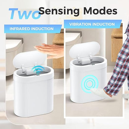 jinligogo 2 Pack 5 Gallon Bathroom Trash Can with Lid, Automatic Motion Sensor White Trash Can, Touchless Slim Waterproof Garbage Bin for Kitchen, Bedroom, Office, and Bathroom - Image 6