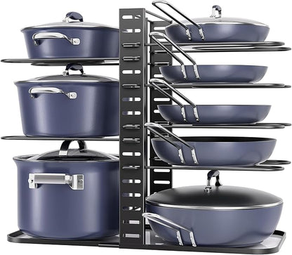 ORDORA Pots and Pans Organizer under Cabinet 14.55 Height, Adjustable 8-Tier Pot Organizers inside Cabinet, Kitchen Organizers and Storage Fit 6-11 inch Lightweight Cookware by ORDORA