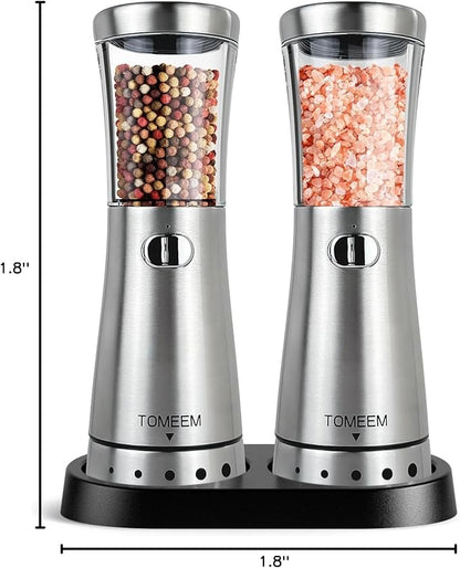 Electric Salt and Pepper Grinder Set with Storage Base, Stainless Steel Rechargeable Salt and Pepper Grinder Set with 4.5 oz Large Capacity, 1.8" Wide Mouth, Adjustable Coarseness, Ideal for Kitchen - Image 10