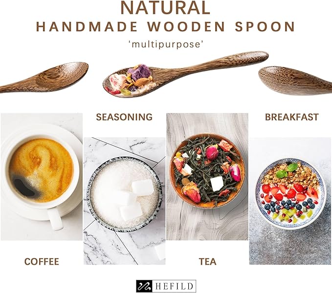 2 PCS Small Wooden Spoons, 5.8 Inch Honey Spoons for Tea, Padauk Wooden Honey Teaspoon for Coffee, Little Tiny Wood Spoons, Bamboo Table Spoon for stirring, Wooden Spoons for Utensils Set - Image 5