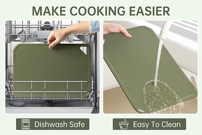 THETCHRY Plastic Cutting Board Set, Cutting Boards for Kitchen BPA Free, Large-Small Chopping Boards Set of 3 Non-Slip for Cooking Camping Dishwasher Safe, Reversible, with Grip Handle, 15"×10"×0.6" - Image 6