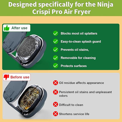 2 PCS Silicon Splatter Shield for Ninja Crispi Pro Air Fryer, Heat-Resistant Splatter Screen for Ninja Crispi Pro Accessories, AS101CY/AS101LG/AS101DG Replacement Parts Protects Kitchen from Oil