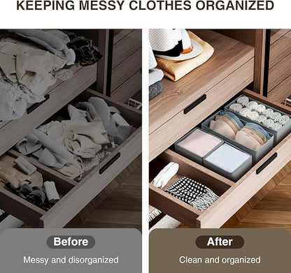 DIMJ Drawer Organizers Clothes, Set of 4 Dresser Organizer Bins, Fabric Closet Organizers and Storage, Shallow Drawer Dividers for Nursery, Clothing, Baby Clothes, Socks, Underwears, Tie (Grey) - Image 5