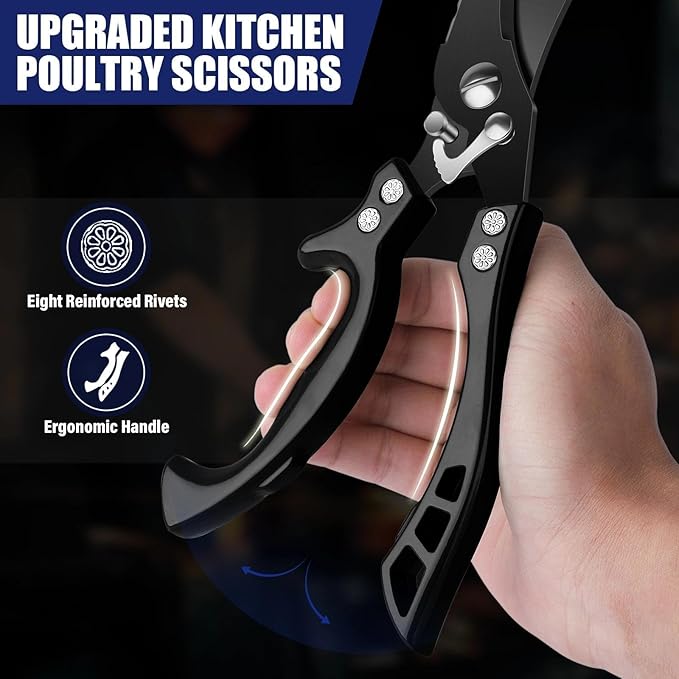 TAN REN 7PCS BBQ Knife Set, Professional Butcher Knives for Meat Cutting, Hand Forged Serbian Chef Knife, Viking, Boning, Skinning Knives & Poultry Shears, Idea Gift for Men Kitchen Outdoor Cooking