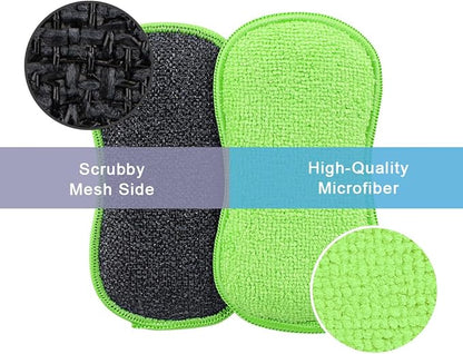 HOMEXCEL 12 Pack Multi-Purpose Scrub Sponges Kitchen Dish Sponge Non-Scratch Microfiber Sponge for Efficiently Cleaning Dishes Pots Pans Green - Image 2