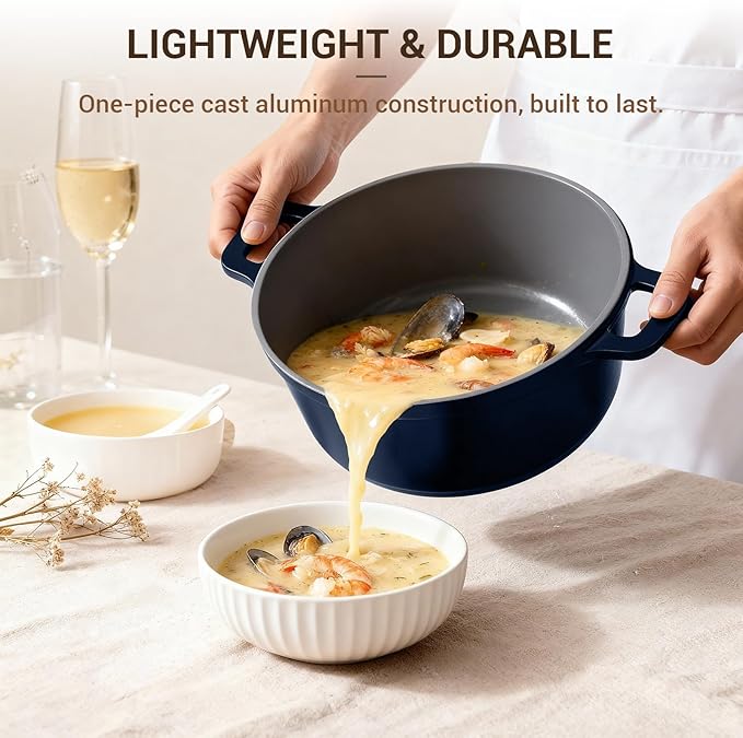 Ammeloo 4.5 Qt Non Stick Soup Pot with Lid, Ceramic Stockpot Set, Cooking Pot for All Stovetops, All-in-One Non Toxic Pot for Stews, Soups & Pasta, Easy to Clean, Induction Ready, PFAS Free - Image 5