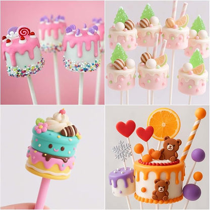 Juome Circle Cake Pop Mold Kit, 8 Cavities Cakesicle Molds Silicone with 50 Sticks & 50 Packaging Bags, Round Cake Pop Maker Supplies Accessories, Baking Tools for Home Baking Desserts - Image 2