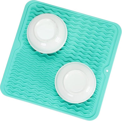 MicoYang Silicone Dish Drying Mat for Multiple Usage,Easy clean,Eco-friendly,Heat-resistant Silicone Mat for Kitchen Counter or Sink,Refrigerator or Drawer liner Mint M 12 inches x 12 inches - Image 8