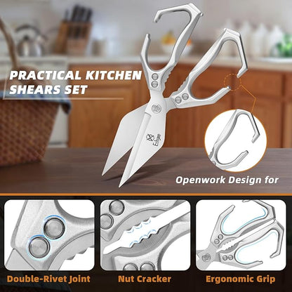 Kitchen Shears Set – Heavy Duty Japanese Stainless Steel Kitchen Scissors, Ultra Sharp Meat Scissors Dishwasher Safe, Cooking Scissor for Food - Image 3