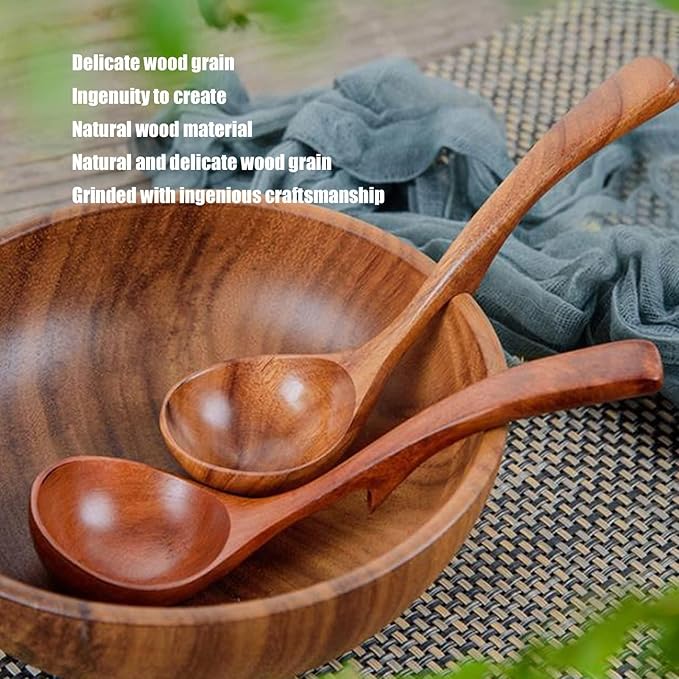Wooden Ladle, 7.87inch Soup Ladle Wooden Serving Spoon Soup Spoon Ladle for Cooking, Serving and Stirring Kitchen Ladles for Stew Sauces (S) - Image 8