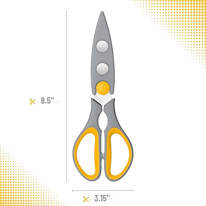 Mr. Pen- All Purpose Kitchen Shears with Protective Sheath, 8 Inch, Dishwasher Safe, Stainless Steel Food Scissors with Micro-Serrated Blades, Durable Utility Kitchen Shears, Gray & Orange - Image 2