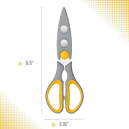 Mr. Pen- All Purpose Kitchen Shears with Protective Sheath, 8 Inch, Dishwasher Safe, Stainless Steel Food Scissors with Micro-Serrated Blades, Durable Utility Kitchen Shears, Gray & Orange - Image 2