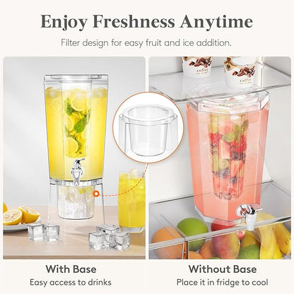Lifewit 1 Gallon Drink Dispenser for Parties, Plastic Beverage Container for Juice/Tea/Soda with Stand & Ice Core, Clear Lemonade Dispenser with Spigot, BPA Free Water Pitcher with Spout for Fridge - Image 8