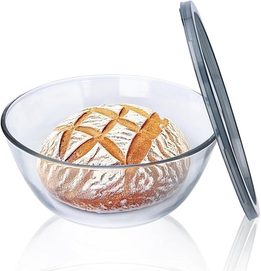 Ajrwiiy Large Glass Bowl for Sourdough Bread Making, 4.7 Quart Glass Mixing Bowl for Sourdough Bread with Lid, Clear Breads Proofing Bowl with Covers, Ideal for Kitchen, Storage by Unknown
