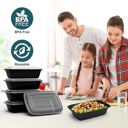 WGCC Meal Prep Containers, 50Pack [38OZ] Food Storage Containers With Lids, Reusable Food Prep Containers, To Go Containers With Lids, BPA-free, Stackable, Microwave/Dishwasher/Freezer Safe - Image 3