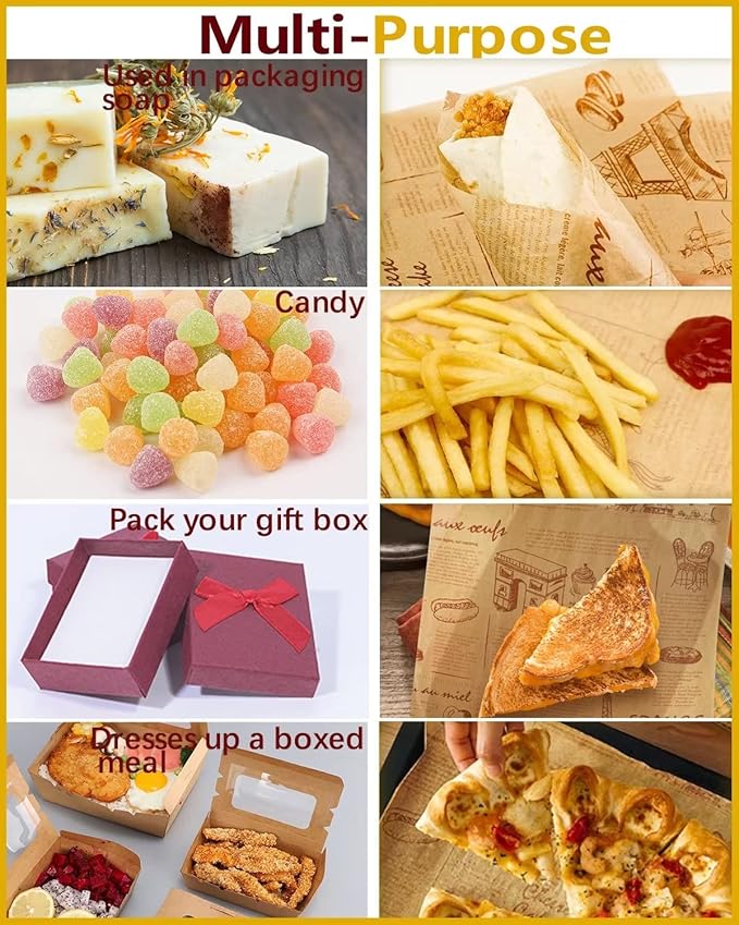 Katbite 100 Pcs Sandwich Wrapping Paper, 12x12 inch Food Basket Liners, Grease Proof & Non-stick Baking Parchment Paper - Image 6
