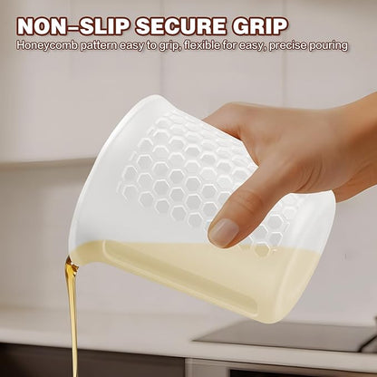 Silicone Measuring Cups 4-Pack Set, (1/2, 1, 2, 4 Cup) Reusable Silicone Cup for Prepping Cooking Baking Supplies, Melting Butter Chocolate 125ml 250ml 500ml 1000ml Dishwasher Microwave Safe