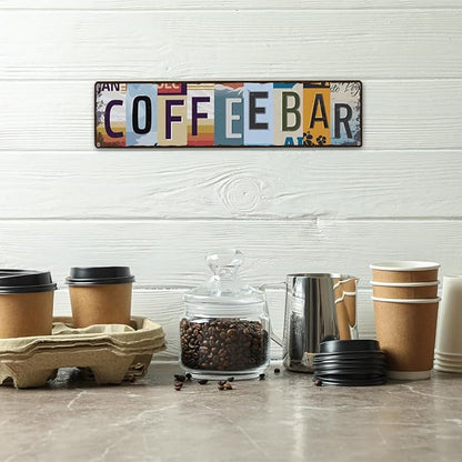 Coffee Bar Sign for Coffee Bar Decor, Retro Tin Metal Sign, Rustic Farmhouse Wall Decors, Wall Decorations, Vintage Home Decor for Kitchen, Coffees Corner Station Decors, 15.8x4 Inches - Image 4