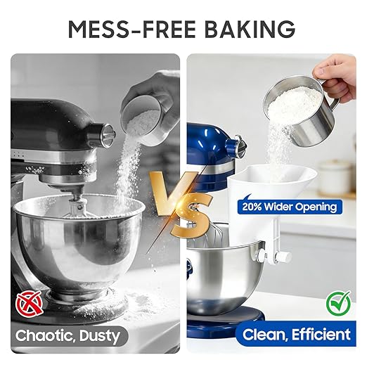 KingofKings Funnel for Kitchen Aid Accessories and Attachments, Flour Funnels for Kitchenaid Mixer Attachments, Wide Mouth Pouring Chute Baking Supplies for Cake, Mother Day Gift for Women, Mom - Image 2