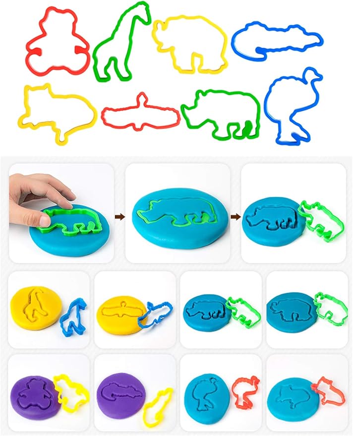 Kids Letter Molds Tools Set，Numeral Various Plastic Animal Molds for Creative Cutting (63 Pieces)