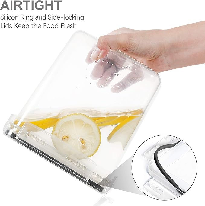 PANTRYSTAR Airtight Food Storage Containers with Lids, 7 PCS BPA Free Kitchen Canisters for Spaghetti, Pasta, Dry Food, Flour and Sugar, Plastic Canisters for Pantry Organization and Storage - Image 3