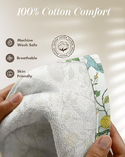 Miss Adola 270 GSM Cotton Kitchen Towels, Oven Mitt and Pot Holder - 4 Pack Kitchen Decor and Accessories Set Spring Cute Farmhouse Boho Quilted Lining Heat Resistant Set with Hanging Loop, Lemon Bird - Image 4