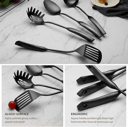 9PCS Silverware Set for 304 Stainless Steel Kitchen Utensils Set Cooking Utensil Set, 15 Inches All Metal Cooking Tools Wok Kitchen Cookware Set with Spatula Useful Pots and Pans Accessories - Image 3
