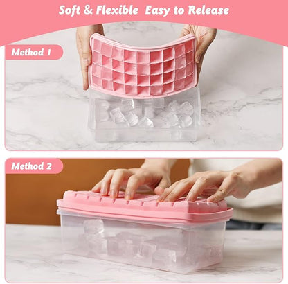 Silicone Ice Cube Tray with Leak-Proof Lid & Storage Bin for Freezer – BPA-Free 36-Piece Nugget Ice Molds, Spill-Resistant Cover & Ice Scoop Container Cover - Image 4