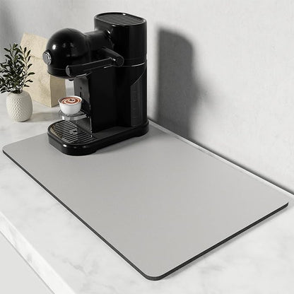 Rnivvi Coffee Mat, 12" x 19" Coffee Bar Mats for Espresso Machine Station Accessories and Organizer, Hide Stain Rubber Backed Absorbent Dish Drying Pad for Kitchen Counter, Cute Bar Decor Pad, Gray by Rnivvi