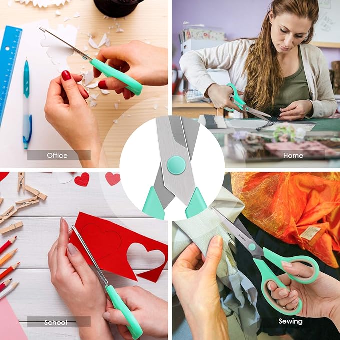 Scissors, iBayam 8" All Purpose Scissors Bulk 3-Pack, Ultra Sharp 2.5mm Thick Blade Shears Comfort-Grip for Office Desk Accessories Sewing Fabric Home Craft Teacher School Supplies, Right/Left Handed - Image 6