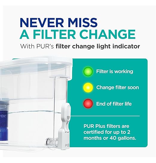 PUR PLUS 30-Cup Water Filter Dispenser with 1 Lead-Reducing PUR PLUS Filter, Dishwasher Safe, Powerful Filtration, Large Capacity with Slim, Space-Saving Design, White (DS1811Z) - Image 6