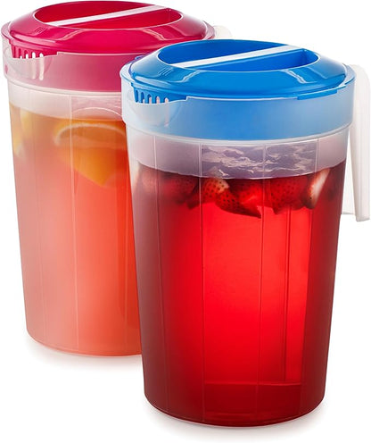 2-Pack 1-Gallon Plastic Pitchers with Lids – Iced Tea Pitchers with Twist Cover BPA-Free, Dishwasher & Freezer Safe, Ideal for Water, Juice & Fridge Storage - Image 6