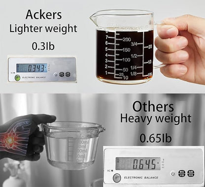 Ackers Mirror Scale Glass Measuring Cup-[Insulated handle | V-Shaped Spout]-Made of High Borosilicate Glass Measuring Cup for Kitchen or Restaurant, Easy to Read, 250 ML (8 Oz, 1 Cup) - Image 3