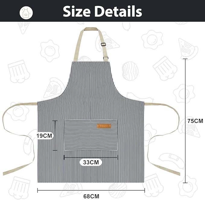 VALOME 2 Pack Kitchen Aprons, Apron for Cooking with 2 Pockets, Unisex Adjustable Neck Strap Chef Aprons for Men Women - Image 2
