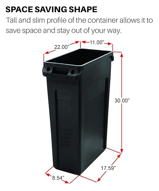 Rubbermaid Commercial Products Slim Jim Trash/Garbage Can with Venting Channels, 23-Gallon, Green, for Kitchen/Office/Workspace - Image 7