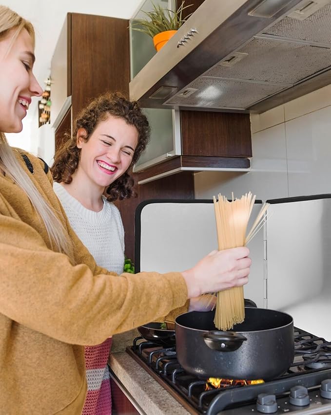 4 Sided Splatter Guard Foldable Stainless Steel Stove Splash Guard 11.8″ Height Oil Splatter Screens for Frying Kitchen Backsplash Protector Nonstick Oil Splatter Guard for Cooking - Image 7