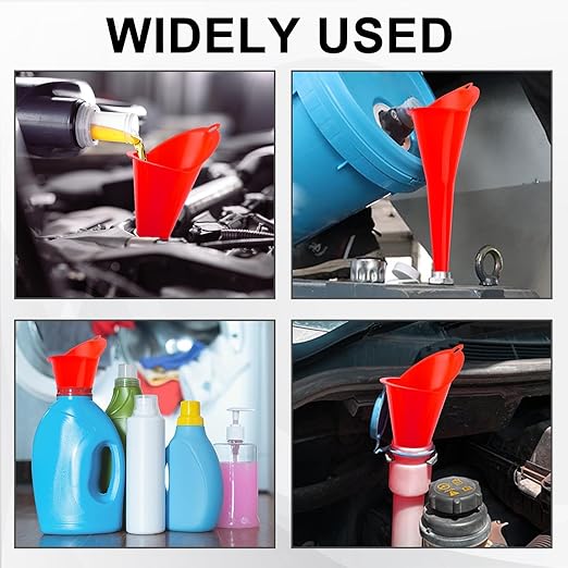 Long-Neck Oil Funnel for Automotive – Multi-Function Plastic Funnel for Oil, Gas & Lubricants – Universal Car Accessory (Red (1-Pack)) - Image 7
