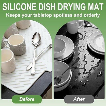 Silicone Drying Mat, 23"X17" With Built-in Drain Lip,Heat-Resistant,Eco-friendly,Hygienic Drying Pad,Leak-Proof and Non-Slip,Silicone Dish Drying Mat for Kitchen Counter or Sink（White 23X17） - Image 5