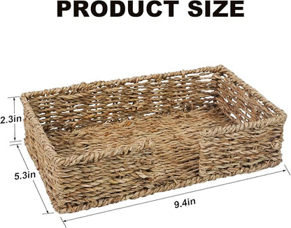 Kordory Seagrass Disposable Guest Towel Holder Tray for Bathroom, Wicker Counter Rectangular Bathroom Napkin Holder for Ktichen, Woven Hand Towel Holder Tray for Home, Kitchen, Hotel, Farmhouse