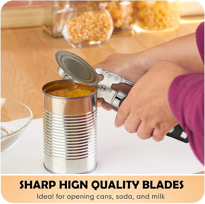Gisafai 10 Pcs Can Opener Manual Bulk Smooth Edge with Sharp Blade and Soft Non Slip Grip Handle Heavy Duty Handheld Safety Can Opener, Black and Silver - Image 6