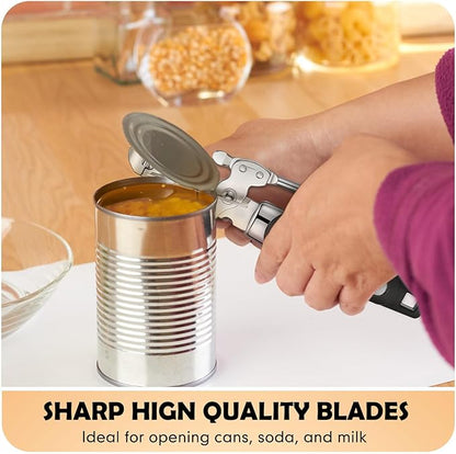 Gisafai 10 Pcs Can Opener Manual Bulk Smooth Edge with Sharp Blade and Soft Non Slip Grip Handle Heavy Duty Handheld Safety Can Opener, Black and Silver - Image 6