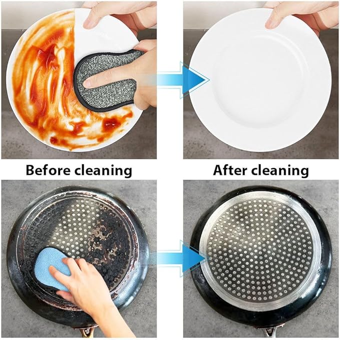 12 Pack Multi-Purpose Scrub Sponges for Kitchen by SmilePowo Non-Scratch Microfiber Sponge Along with Heavy Duty Scouring Power - Effortless Cleaning of Dishes, Pots and Pans - Image 5
