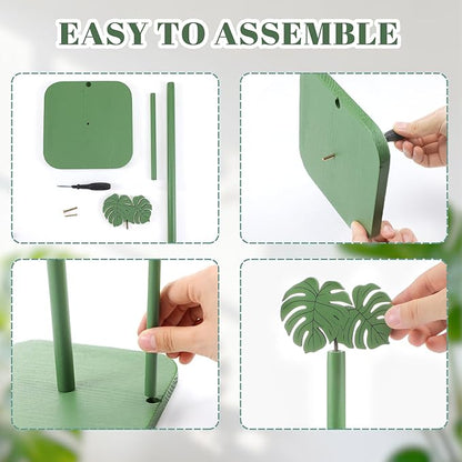 Leinuosen Monstera Leaves Paper Towel Holder Tropical Monstera Wooden Paper Towel Holder Green Ocean Tropical Bathroom Accessories Kitchen Roll Stand Organizer Standing Apartment Housewarming Gift
