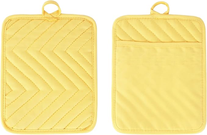 Anyi Pot Holders and Oven Mitts 7" X 9" Heat Resistant Cotton Pocket Pot Holder Set Feature of Non Slip Kitchen Hot Pad Oven Mitts, 3-Pack (Aqua Sky) - Image 3