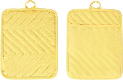 Anyi Pot Holders and Oven Mitts 7" X 9" Heat Resistant Cotton Pocket Pot Holder Set Feature of Non Slip Kitchen Hot Pad Oven Mitts, 3-Pack (Aqua Sky) - Image 3