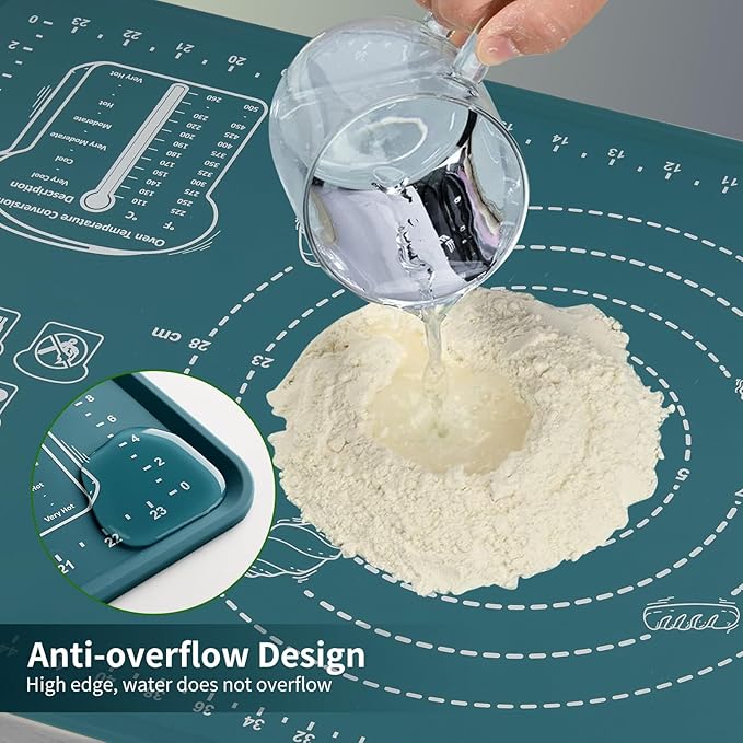 DANIA & DEAN [Pro Edition] 1.1mm Heavy-Duty Silicone Pastry Mat with 4.5mm Raised Edge, Exclusive Mom Theme 26"x16" Large Baking Mat for Rolling Dough, Non-Slip Spill-Proof Kneading Mat, Gift for Mom - Image 2