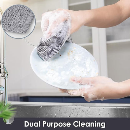 Oven Mitts and Pot Holders Set with Dishcloths, 500 Degree Heat Resistant Oven Gloves and Hot Pads, Premium Soft Cotton Kitchen Mittens and Dish Cloth Sets-Grey - Image 5