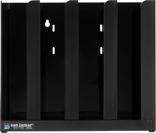 San Jamar Portion Cup and Lid Organizer Fits 2-3" Cups and Lids with Removable Dividers for Kitchen, Restaurant, and Fast Food, Plastic, 10 x 11.5 x 3.75 Inches, Black - Image 2