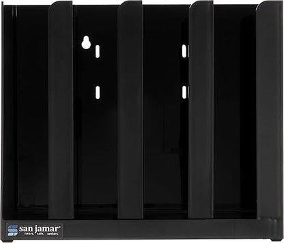 San Jamar Portion Cup and Lid Organizer Fits 2-3" Cups and Lids with Removable Dividers for Kitchen, Restaurant, and Fast Food, Plastic, 10 x 11.5 x 3.75 Inches, Black - Image 2